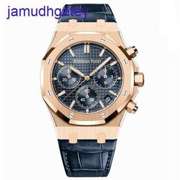 Popular AP Wristwatch Mens Royal Oak Series 26240OR Rose Gold Blue Plate Leisure Business Sports Back Transparent Automatic Mechanical Watch