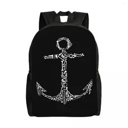 Backpack Marine Anchor Made Of Bones Backpacks For Women Men School College Students Bookbag Fits 15 Inch Laptop Nautical Bags