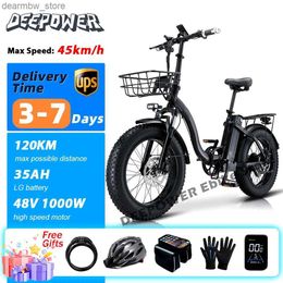 Bikes DEEPOWER 1000W Folding 20 Inches Ectric Bike 48V 35AH Iithium Battery Outdoor Cycling Mountain Snow Ebike Foldab Bicyc L48