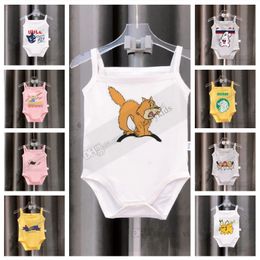 Summer baby cartoon letter printed rompers toddler designer clothing infant suspender triangle jumpsuits newborn boys girls cotton soft bodysuits Z7593