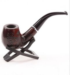 Classic Wooden Enchase Carved Smoking Cigarette Pipes Philtre Tobacco Pipe ju05281407334