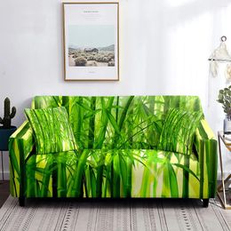 Chair Covers Bamboo Forest Sofa Cover Natural Landscape Elastic For Living Room Green Stretch Couch 1/2/3/4 Seater Anti-Dust