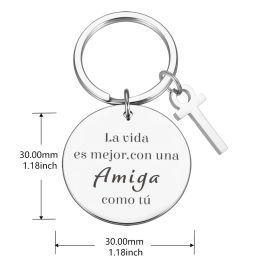 Original A-Z 26 Letters Keychain Spanish Amiga Keychains to Best Friend Friendship House Keychain Birthday Gift