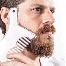 2024 1pc Men Beard Shaping Styling Template Comb Transparent Men's Beards Combs Beauty Tools for Hair Beard Trim Templates Hairstyles for