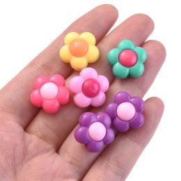 20pcs 16mm Multicolor Cute Flower Beads Acrylic Spacer Beads For Jewelry Making Supplies DIY Earring Bracelet Keychain