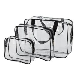3Pcs Set Transparent PVC Toiletry Bags Waterproof Bathroom Storage Bag Travel Makeup Pouch Cosmetics Organiser Pouch Tote Bags