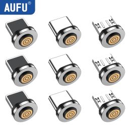 AUFU 5PIN Magnetic Cable Plug Round Fast Charging Adapter Tips For iPhone Samsung Huawei Xiaomi Magnet Charger Plugs 1/3/5PCS