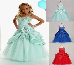 Sweet Green Taffeta Straps Beads Wedding Flower Girl Dresses Girls039 Pageant Dresses Dressy Skirt Custom Size 2 4 6 8 10 12 DF8971941