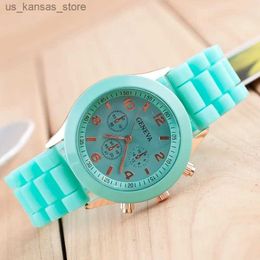 Wristwatches Hot Sales Geneva Brand Sile Women Ladies Fashion Dress Quartz Wrist Female montre relogio feminino240409