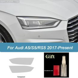 2pcs For Audi A5 S5 RS5 8T 8F 8W6 2011-On Car Headlight Protective Film Tint Wrap Vinyl Smoked Black Transparent TPU Stickers