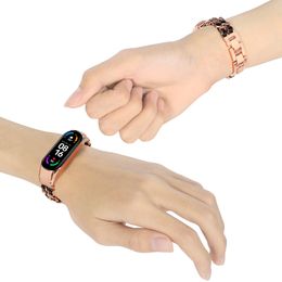 Mi Band 7 8 Bracelet Women Watch Strap for Xiaomi Mi Band 3 4 5 6 Jewelry Watchband Dressy Chain Metal Link with Leather Luxury