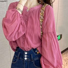 Sleeved Pink Spring New Shirt Womens Design Chiffon Top