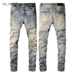 2024 New European and American Men's Designer Hip-hop Jeans High Street Fashion Tide Brand Cycling Motorcycle Wash Patch Letter Loose Fit Pants Amirir Jeans 3647