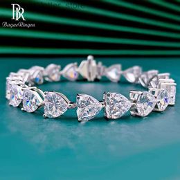 Bangle Bague Ringen 925 Sterling Silver Bracelet Womens Classic 7 * 7mm White Gemstone Heart Wedding Party Gift for Women yq240409
