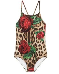 New Baby Girl Swimwear Children Swimsuit Toddler Girls Clothes Kids Swimsuit Leopard Floral One Piece Swimwear 80140cm Beachwear8997467