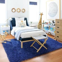 Deep Blue Fuzzy Rugs Fluffy Carpet for Kids Room Living Room Soft Shaggy Nursery Rug Furry Floor Carpet Modern Decor Cute