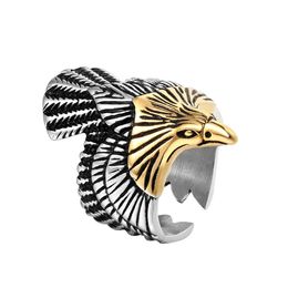 Unique 14K Gold Biker Eagle Ring Mens Punk Hip-Hop Animal American Eagle Ring Jewellery Gift
