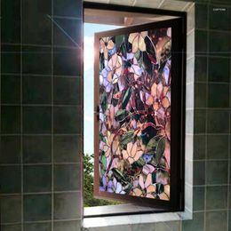 Window Stickers Flower Pattern Privacy Film Static Non-adhesive Stained Home Glass Decorative Sun Blocking Removable