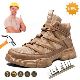 Boots 2023 Lightweight New Mens Safety Shoes Steel Toe Cap Breathable Work Boots Antismash Male Construction Indestructible Sneaker