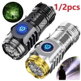 Three-Eyed Monster LED Flashlight Strong Power Type-C Rechargeable Portable Outdoor Lighting Long-Range Powerful Flash Lights