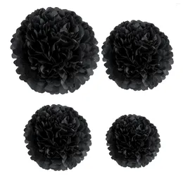 Party Decoration 1pcs Set 7.8inch Black Paper For Birthday Hanging Tissue Flowers Pom Flower Balls