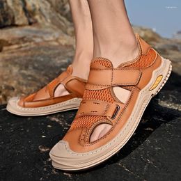 Sandals 2024 Summer Mesh For Men Shoes Fashion Big Size 46 Breathable Beach Thick-soled Hollow Sports