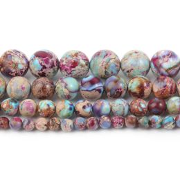 Natural Stone Colorful Sea Sediment Jasper High Quality Healing Stone Spacer Beads for Jewelry Making DIY Bracelet Necklace 15''