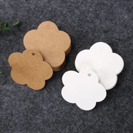 Flower Shape Blank White Kraft Paper Tags Garment Hang Tag Jewellery Accessories Label Cards DIY Craft Packaging Supplies 50pcs