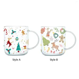 Mugs 450ml Christmas Glass Cup Xmas Morning Tableware Portable Storage Water Cups Reusable For El Home Office