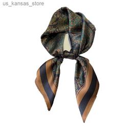 Scarves % Real Silk Scarf Natural Square Women Dot Print Small Bandana Hair Headladies Neckscarves Shawls Wraps 2023240409