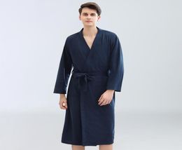 Men039s Sleepwear Bathrobe Man Cotton Stitch Pocket Long Sleeve Belt Thin Pure Colour Sexy Robe 2021 Fashion Pjs4452629