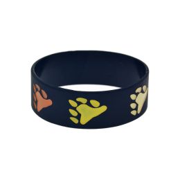 25 Pcs Pride Silicone Rubber Wristband Bear Claw Logo One Inch Wide Bangle Black