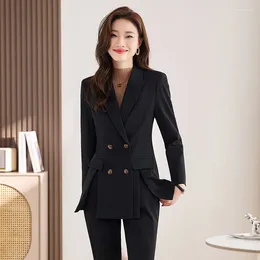 Women's Two Piece Pants 2024 Sense Suit Coat Female Spring And Autumn Professional Elegant Formal Clothes Beauty Salon Host Front Stage Work