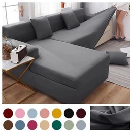 Solid Color Sofa Covers for Living Room Elastic Cover L Shaped Corner Couch Slipcover Chair Protector 1234 Seater 240325