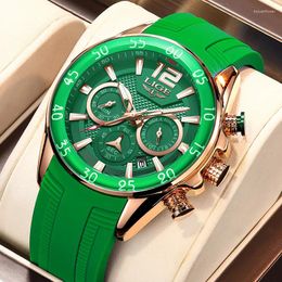 Wristwatches LIGE Fashion Men Sports Watches Luxury Male Military Silicone Quartz Wrist Watch Mens Casual Waterproof Chronograph Montre