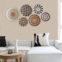 Decorative Plates Straw Woven Bedroom Wall Decoration B&B Living Room Hanging Bohemian Ethnic Style Round