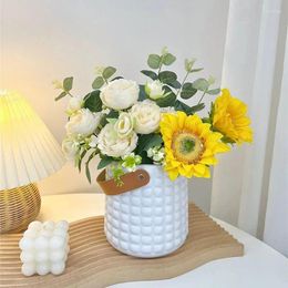 Vases Portable Flower Pot Retro Vase With Handle Creative Arrangement Bottle Nordic Table Decorative Room Decor