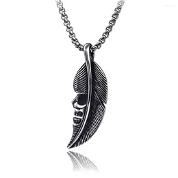 Chains The Stainless Steel Retro Feather Skull Pendant European And N Fashionable Men's
