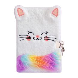 Cute Notebooks Fluffy Plush Notebook for Writing Drawing Sketching Locking Writing Journal Notebook Cat Diary with Lock