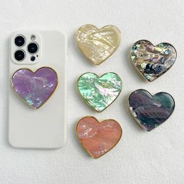 Luxury Heart-shaped Shell Drop Adhesive Electroplated Transparent Soncket Phone Talk Tok Heart-shaped Shell Mobile Phone Grip