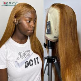 13X6 Coloured Straight Lace Front Human Hair Wigs Ginger Blonde 13X4 Hd Lace Frontal Wig Prepluck 34 Inch Burgundy Lace Front Wig