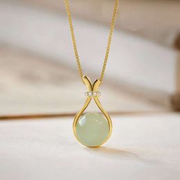 Full Body Titanium Steel Blessing Bag Hotan Necklace Does Not Fade; Network Female Niche Design Jade Pendant