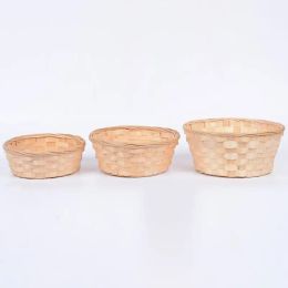 1Pcs Bamboo Woven Bread Basket Snacks Container Display Basketry Kitchen Fruit Vegetables Egg Storage Tray Wicker Basket