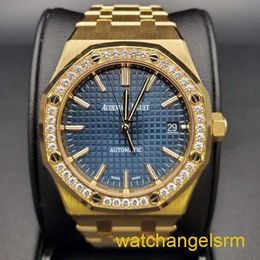 Swiss AP Wrist Watch Royal Oak Series 15451BA Original Diamond Blue dial Mens and Womens Unisex Fashion Leisure Business Sports Machinery Watch