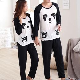Home Clothing Autumn Couples Sleepwear Cartoon Panda Long Sleeve Pullover Pajamas Set Women Man Casual Nightwear