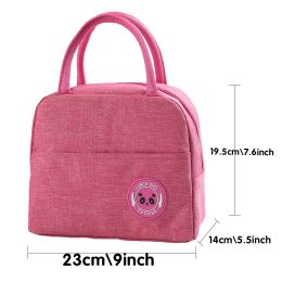 Portable Lunch Bag Thermal Insulated Lunch Box Tote Cooler Handbag Bento Pouch Food Print Dinner Container Food Storage Handbags