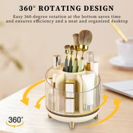 Desktop Cosmetic Display Boxes Organiser 360 Degree Rotating 7/6 Slots Round Makeup Storage Case Kitchen Condiment Storage Rack