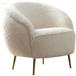 Nordic Lamb Velvet Living Room Chairs Home Furniture Leisure Balcony Small Apartment Sofa Chair Luxury Back Armchair Single Sofa