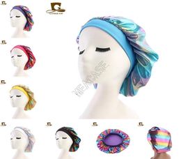 Laser Caps Muslim Women Sleeping Turban Hat Designer Wide Stretch Silk Satin Breathable Bandana Bonnet Skull Cap Chemo Hats D827026905628