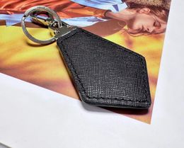 Black Leather Keychain Key Ring Charm Gold Plating Black